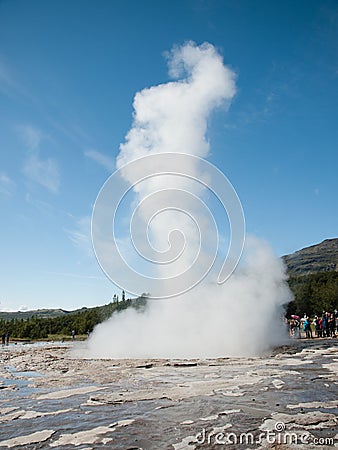 Splashing of the Great Geysir, Iceland Editorial Stock Photo