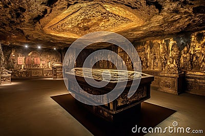 Great golden tomb of a Chinese emperor. Stock Photo