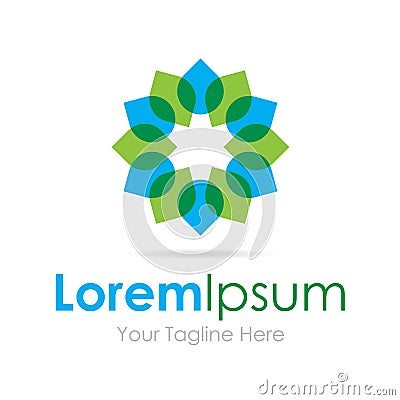 Great green and blue leaf circle simple business icon logo Stock Photo