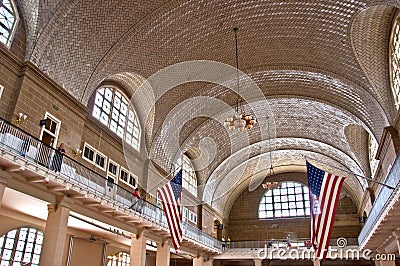 Great hall of Ellis island, New York Editorial Stock Photo