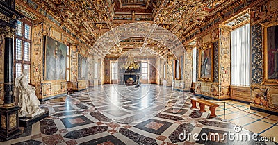 The Great Hall in Frederiksborg Castle Interior - Hillerod, Denmark Editorial Stock Photo