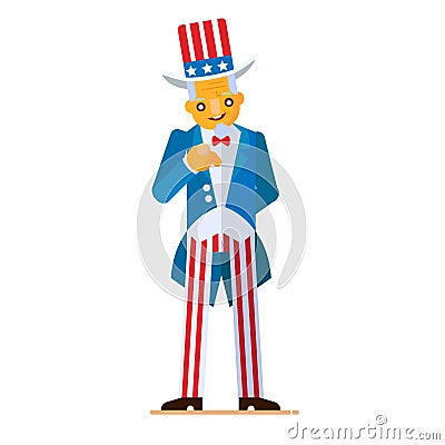 Great illustration in flat style of Uncle Sam pointing Vector Illustration