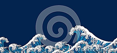 Great Japan wave seamless background Vector Illustration