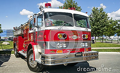 The Great Laval Firefighters Festival with firetruck Editorial Stock Photo