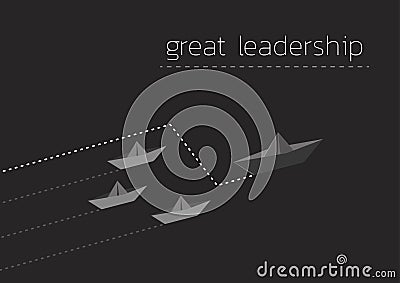 Great leadership with folded paper boat Vector Illustration