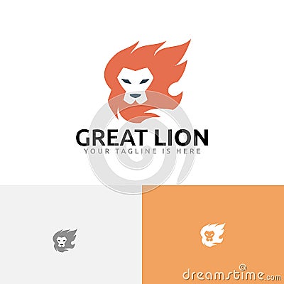 Great Lion Fire Flame Mane Hair Strong Animal Zoo Logo Vector Illustration