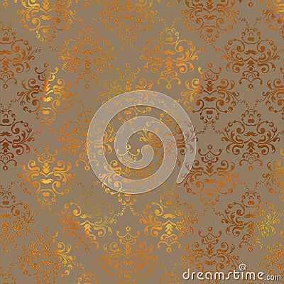 Great metalline rich pattern backdrop - golden damask background - gold shabby chic texture Stock Photo