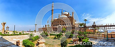The Great Mosque of Muhammad Ali Pasha or Alabaster Mosque, panorama of the yard of the Citadel Stock Photo