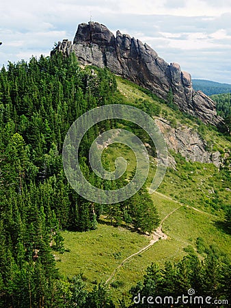 Great mountain is covered with forest Stock Photo