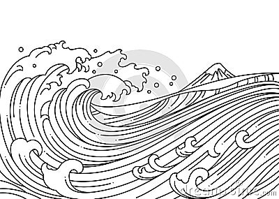 Great oriental wave ocean vector illustration Vector Illustration