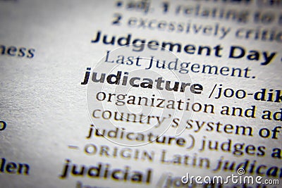Word or phrase Judicature in a dictionary Stock Photo