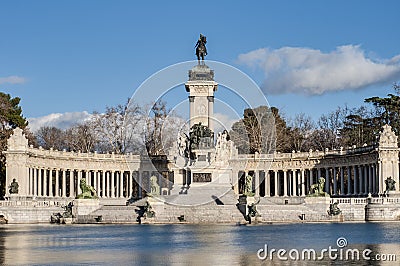 The Great Pond on Retiro Park in Madrid, Spain. Stock Photo