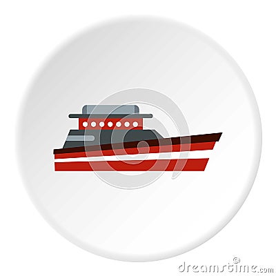 Great powerboat icon, flat style Vector Illustration