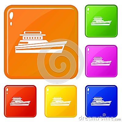 Great powerboat icons set vector color Vector Illustration