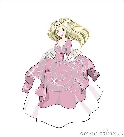 Great princess with golden hair Vector Illustration