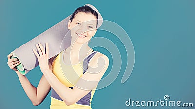 Great progress. Athlete yoga coach. Yoga class concept. Yoga as hobby and sport. Practicing yoga every day. Girl slim Stock Photo
