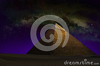 Great Pyramid, Egypt, Sky Stars Stock Photo