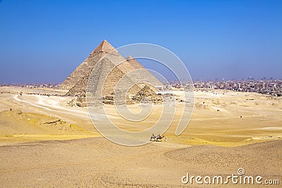 Great Pyramid of Giza illuminated at night, UNESCO World Heritage site, Cairo, Egypt. Stock Photo