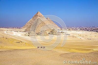 Great Pyramid of Giza illuminated at night, UNESCO World Heritage site, Cairo, Egypt. Stock Photo
