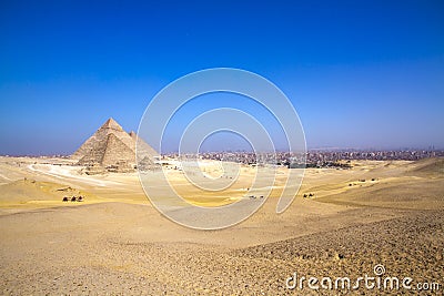 Great Pyramid of Giza illuminated at night, UNESCO World Heritage site, Cairo, Egypt. Stock Photo