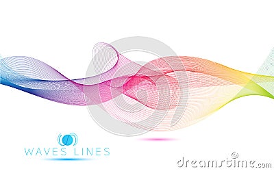 Great rainbow waves colorful gradient light blend line Vector Illustration