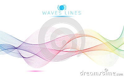Great rainbow waves colorful gradient light blend line bright Vector Illustration