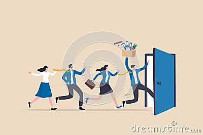 Great resignation, employee resign, quit or leaving company, people management or human resources problem concept, business people Vector Illustration