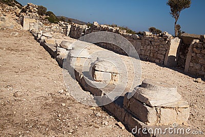 The great road leading to the port in the ancient city of Knidos, one of the ancient ancient cities of Anatolia Stock Photo