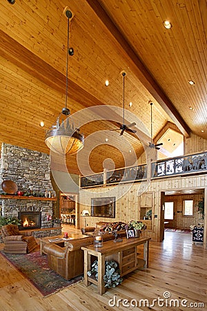 Log Cabin on an Idaho lake. Stock Photo