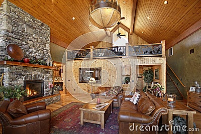 Log Cabin on an Idaho lake. Stock Photo