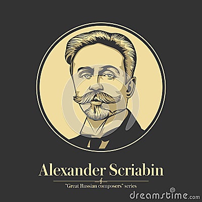 Great Russian composer. Alexander Scriabin was a Russian composer and pianist. Vector Illustration