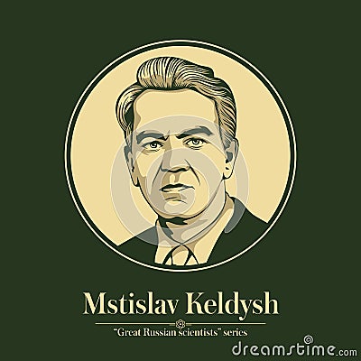 The Great Russian Scientists Series. Mstislav Keldysh was a Soviet mathematician who worked as an engineer in the Soviet space Vector Illustration