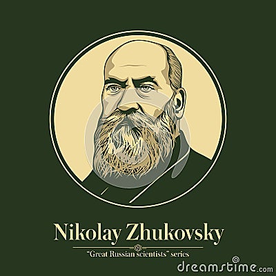 The Great Russian Scientists Series. Nikolay Zhukovsky was a Russian scientist, mathematician and engineer Vector Illustration