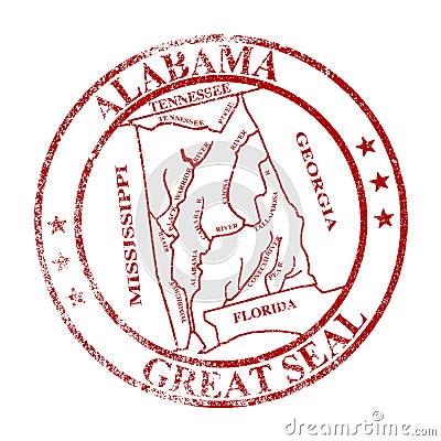 Alabama State Seal Stamp Vector Illustration