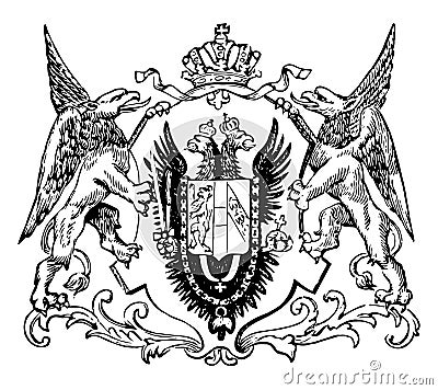 The Great Seal of the Austro-Hungarian Monarchy, vintage engraving Vector Illustration