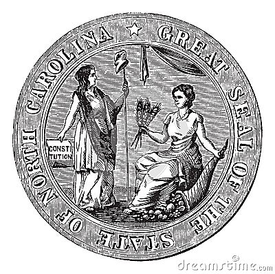 Great seal or hallmark of North Carolina vintage engraving Vector Illustration
