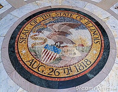 Great Seal of Illinois in memorial for the Vicksburg siege in Mississippi Editorial Stock Photo