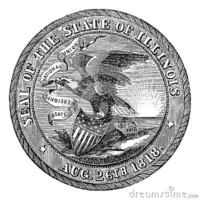 Great Seal of the State of Illinois USA vintage engraving Vector Illustration