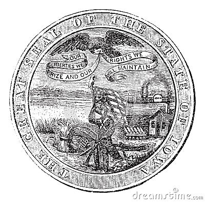 Great Seal of the State of Iowa USA vintage engraving Vector Illustration