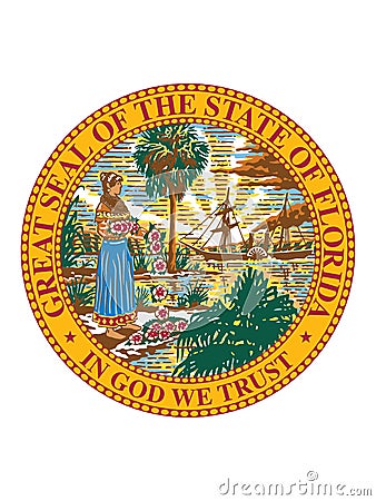 Great Seal of Florida The Sunshine State Vector Illustration