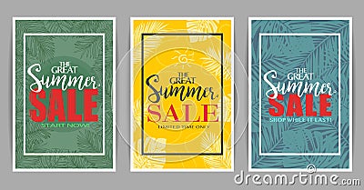 The Great Set of Summer Sale Posters Promotional Designs Vector Illustration