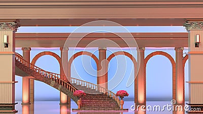 Great spiral staircase in an ancient Roman palace. Stock Photo