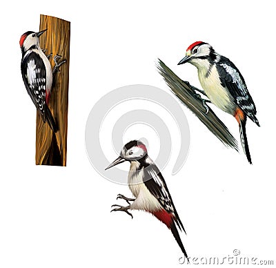 Great Spotted Woodpecker on a tree Stock Photo