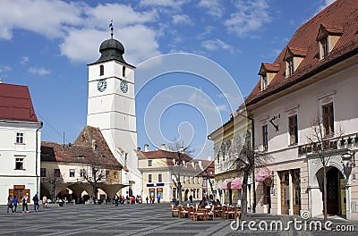 Great square in Sibiu Romania Editorial Stock Photo