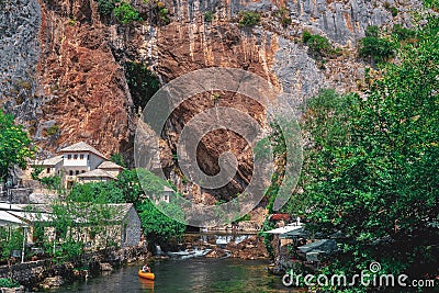 Great summer day in restaurant between caves in Bosnia and Herzegovina Editorial Stock Photo