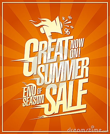 Great summer sale now on, end of season discounts Vector Illustration