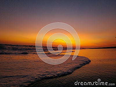 Great sunset on parangtritis beach Stock Photo