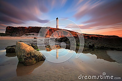 Great sunset in the Sea-light of Lossiemouth Stock Photo