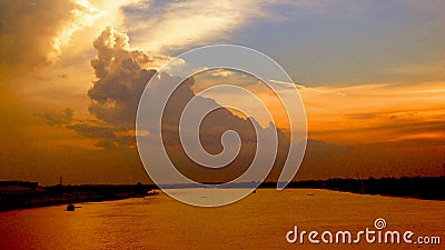 great sunset from the top of the Batanghari River Stock Photo