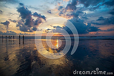 Great sunset view on Kuta beach Stock Photo